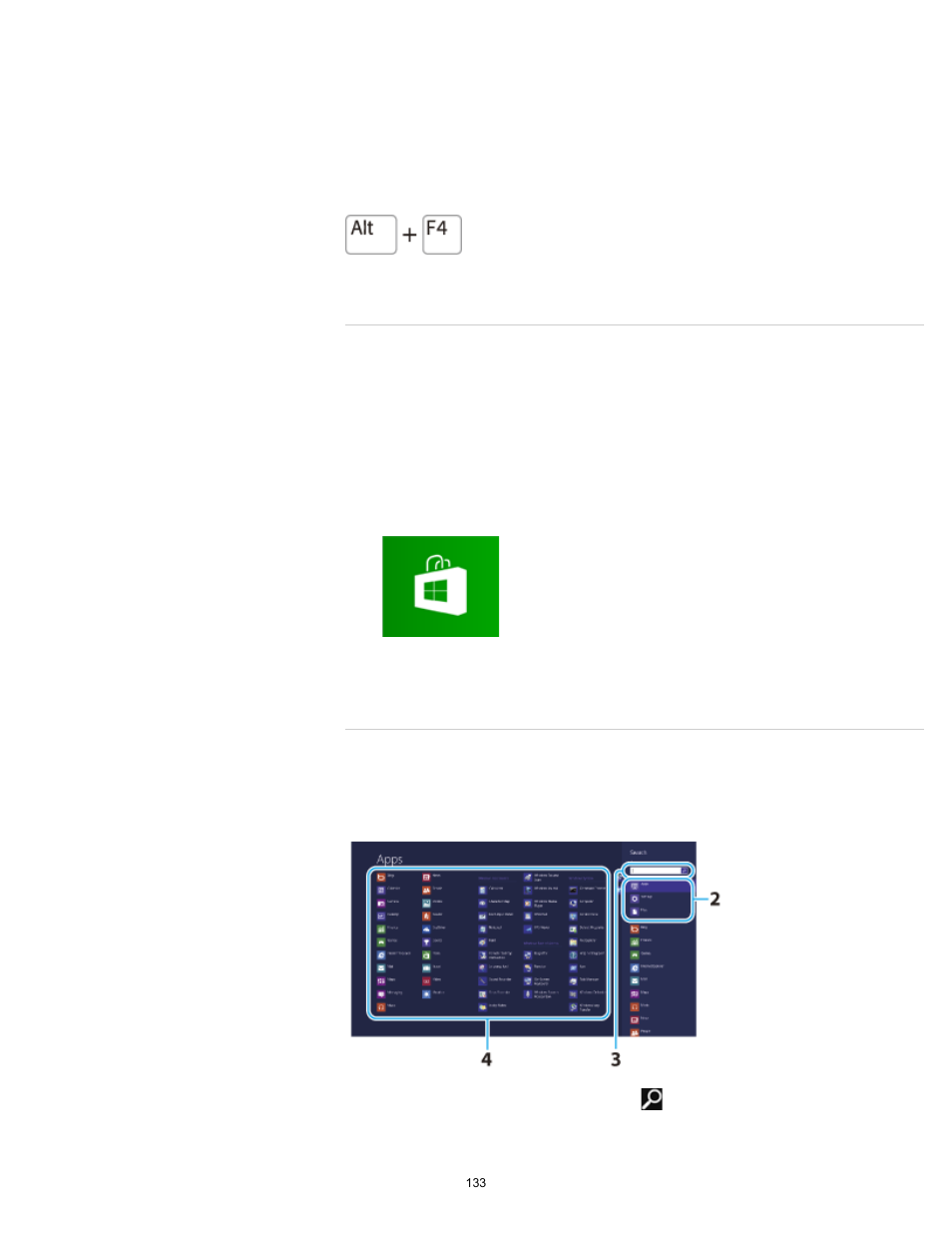 Installing apps from windows store, Opening windows help and support, Details | Search | Sony SVT151190X User Manual | Page 133 / 399
