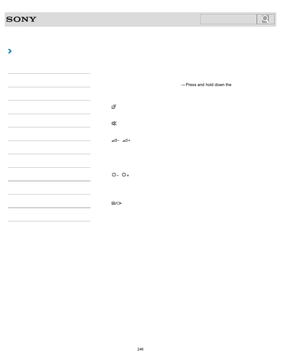 Combinations and functions with the fn key, How to use, Search | Sony SVT151190X User Manual | Page 246 / 399