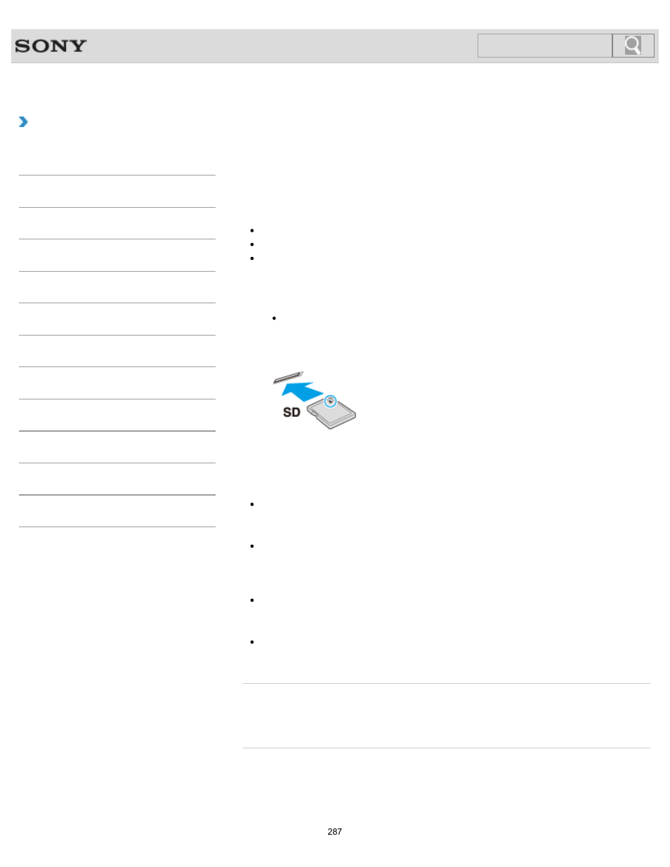 Inserting sd memory cards, Details, How to use | Search | Sony SVT151190X User Manual | Page 287 / 399