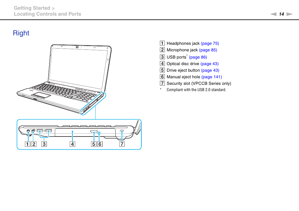 Right | Sony VPCCA390X User Manual | Page 14 / 166