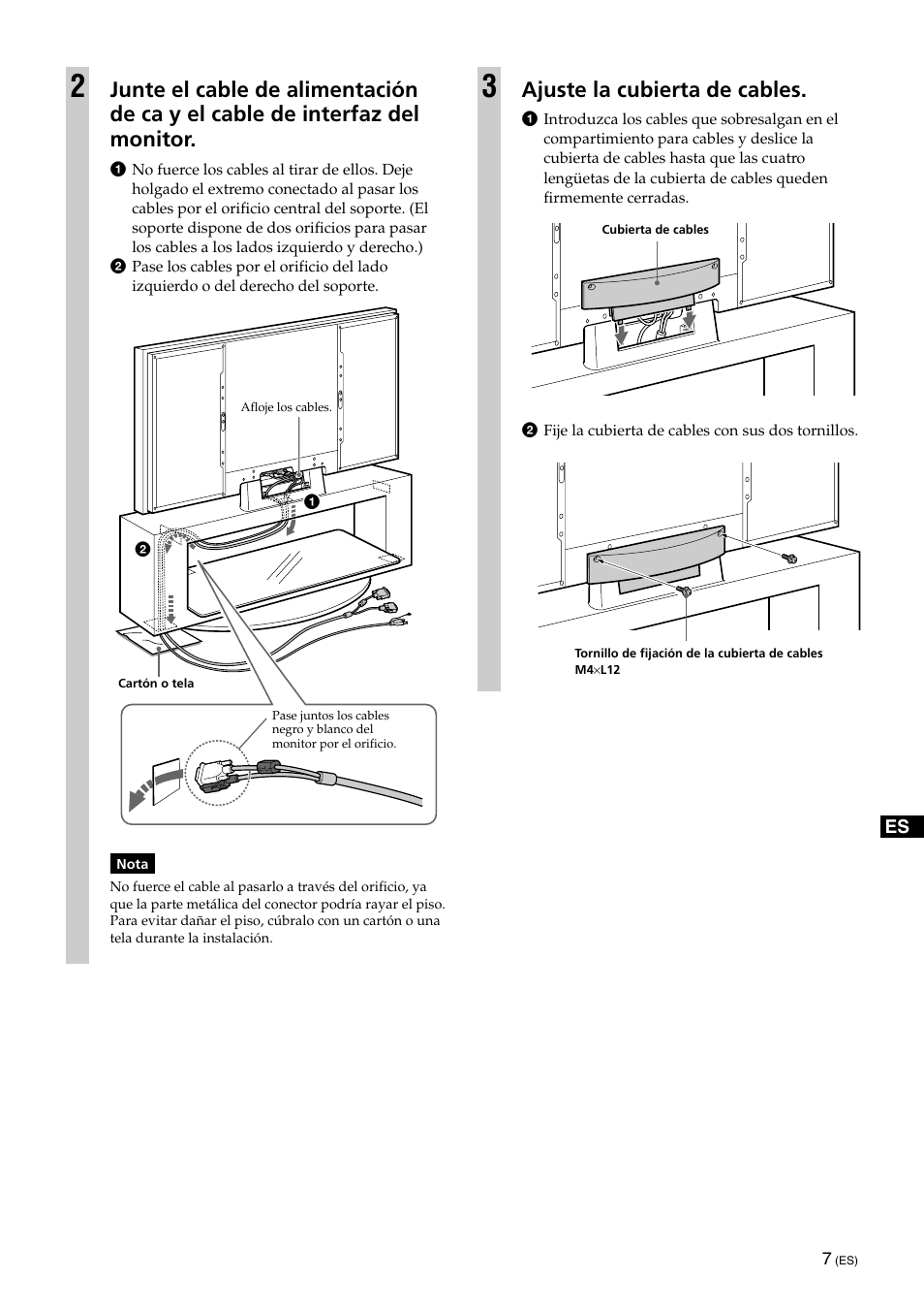 Ajuste la cubierta de cables | Sony SU-XFQ005 User Manual | Page 29 / 32