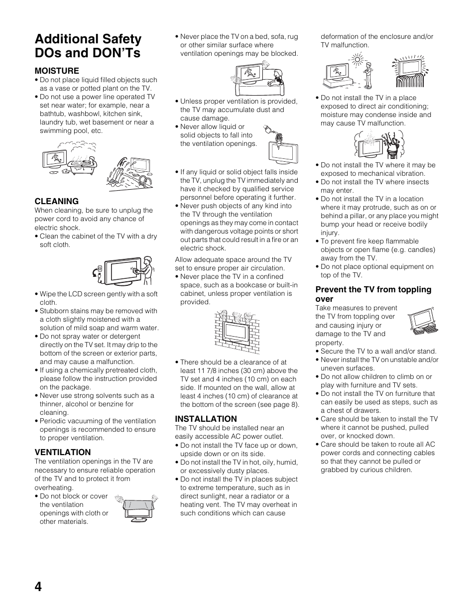 4additional safety dos and don’ts | Sony NSX-24GT1 User Manual | Page 4 / 12