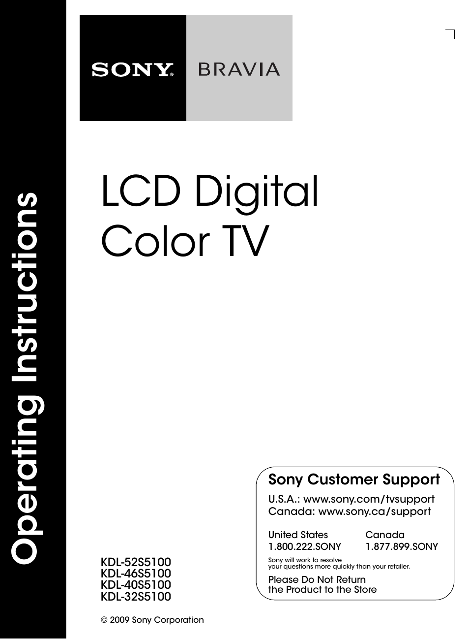 Sony KDL-46S5100 User Manual | 24 pages