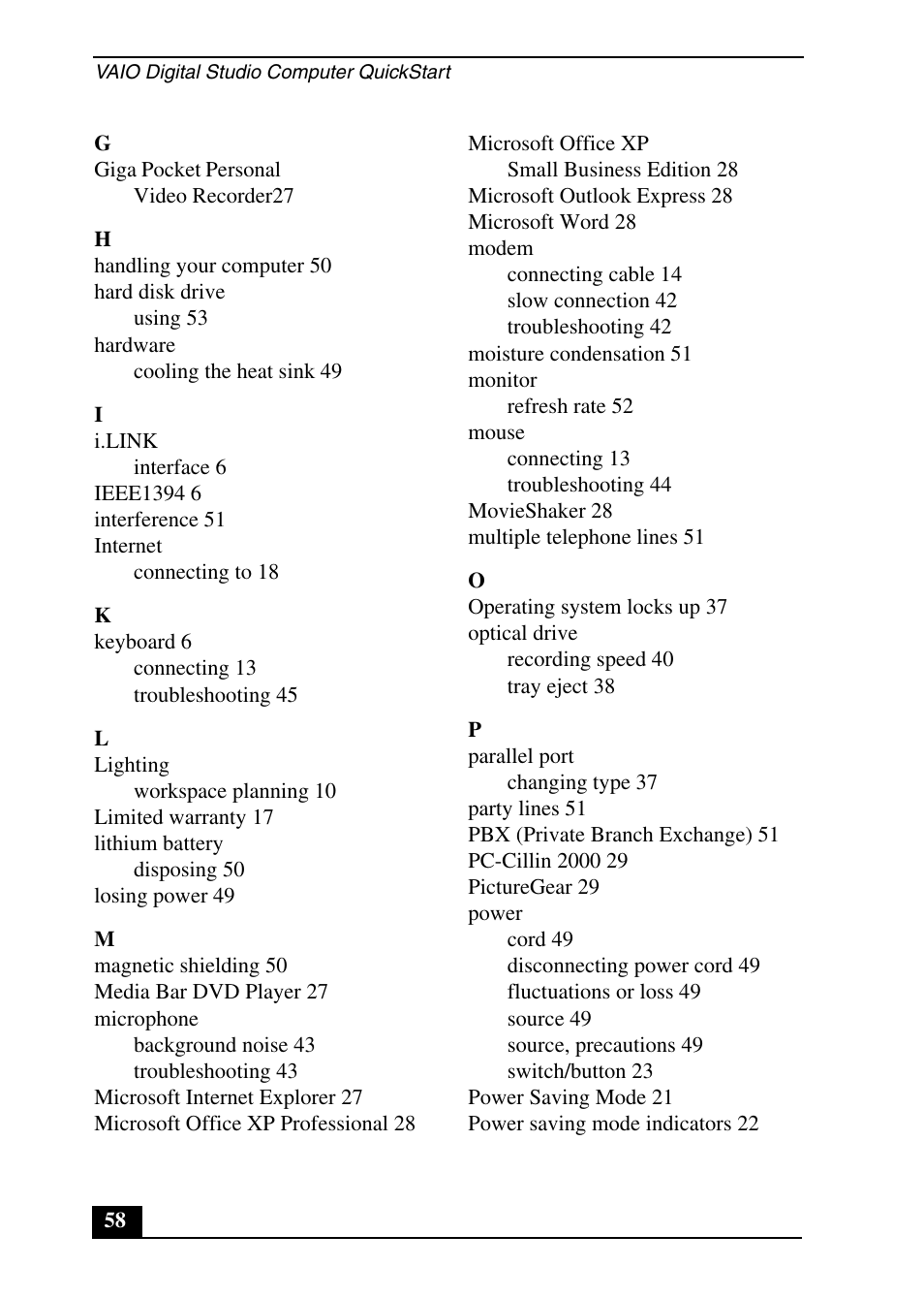 Sony PCV-RX640 User Manual | Page 58 / 64