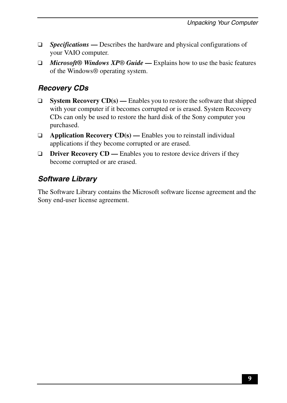 Sony PCV-RX640 User Manual | Page 9 / 64