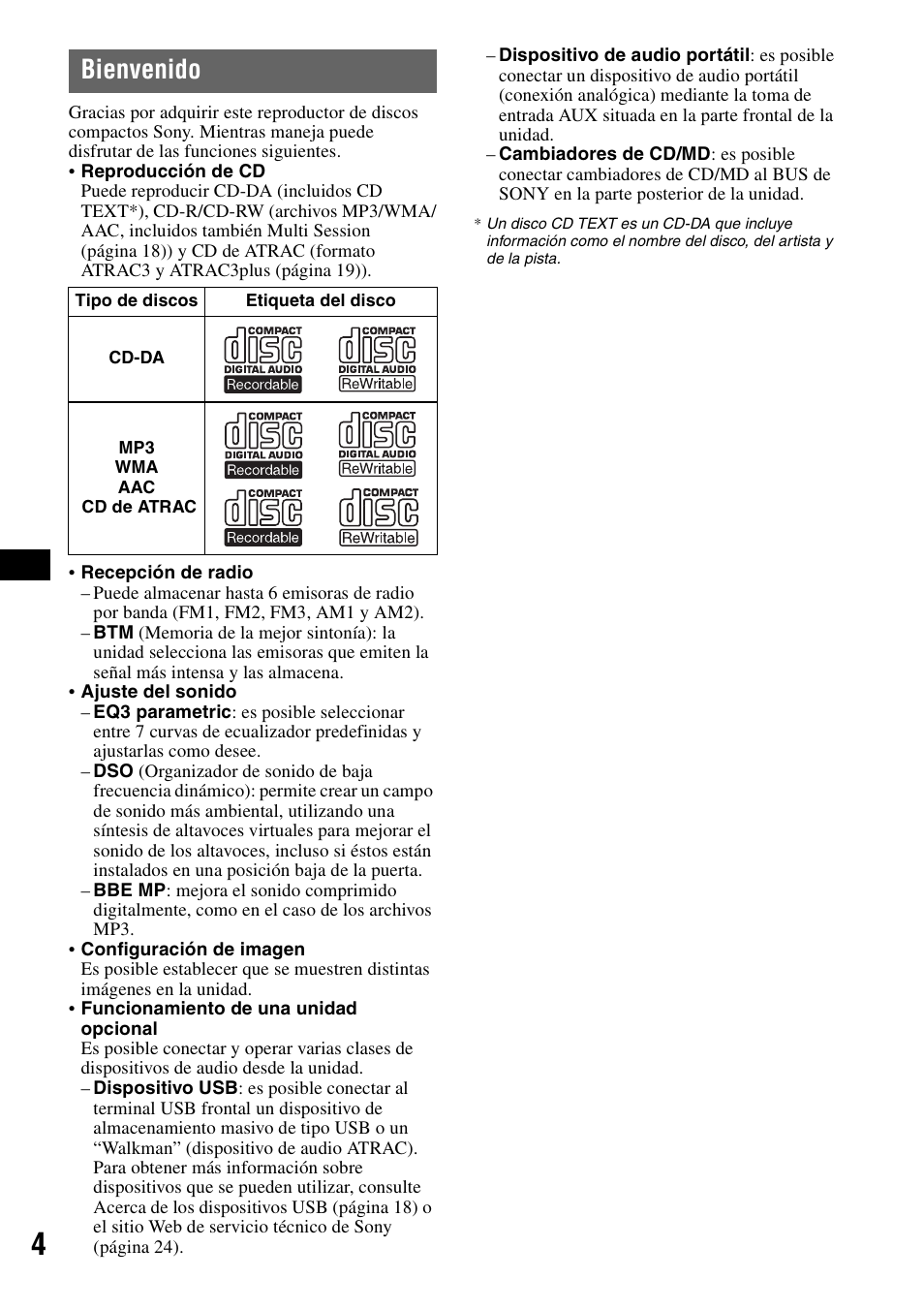 Bienvenido | Sony CDX-GT81UW User Manual | Page 24 / 48