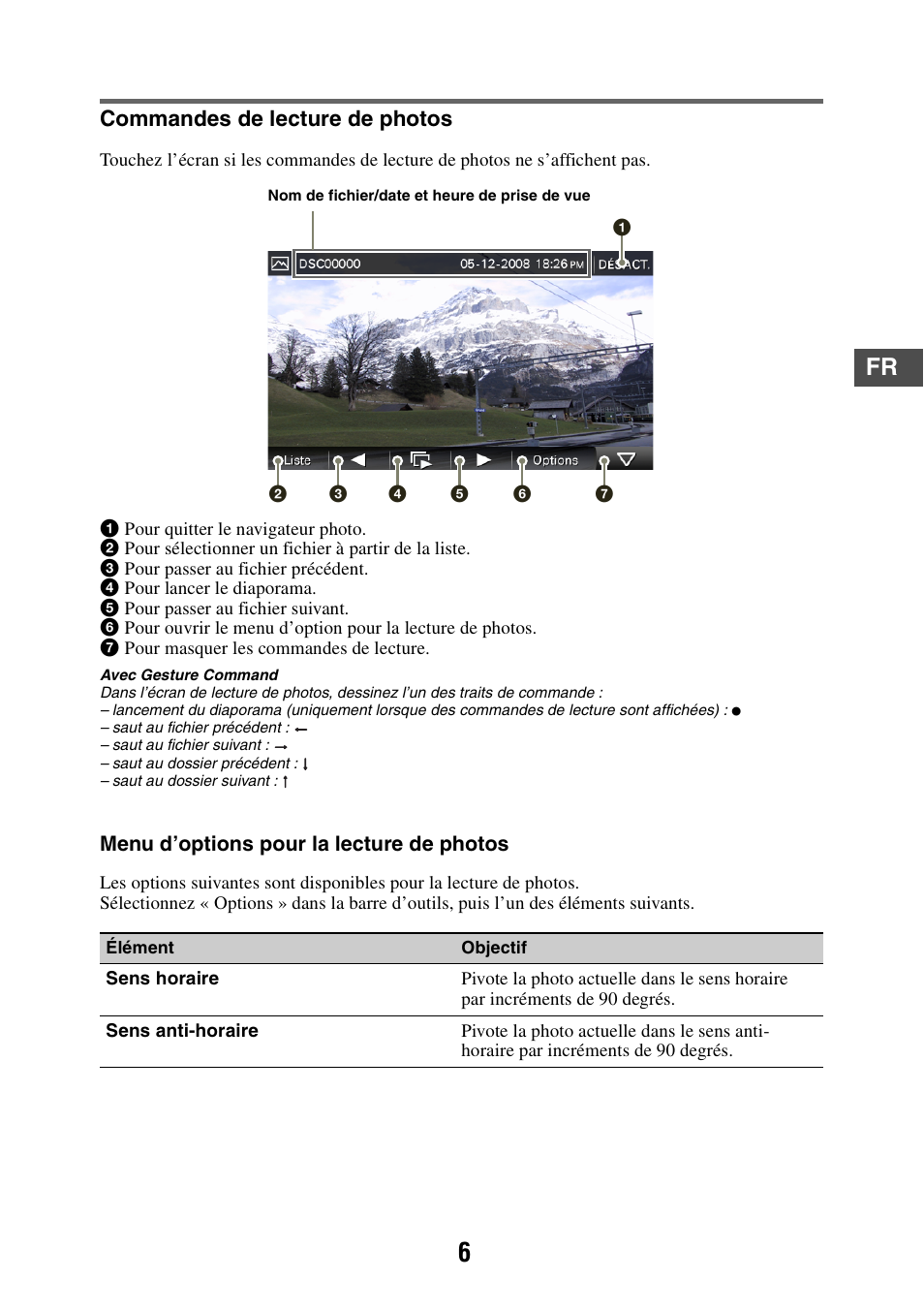 Commandes de lecture de photos | Sony NV-U83T User Manual | Page 13 / 21