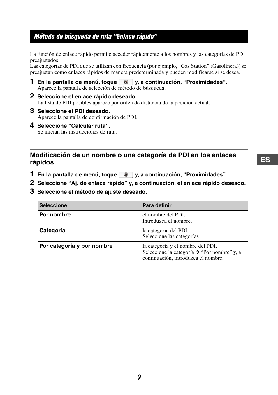 Método de búsqueda de ruta “enlace rápido | Sony NV-U83T User Manual | Page 16 / 21