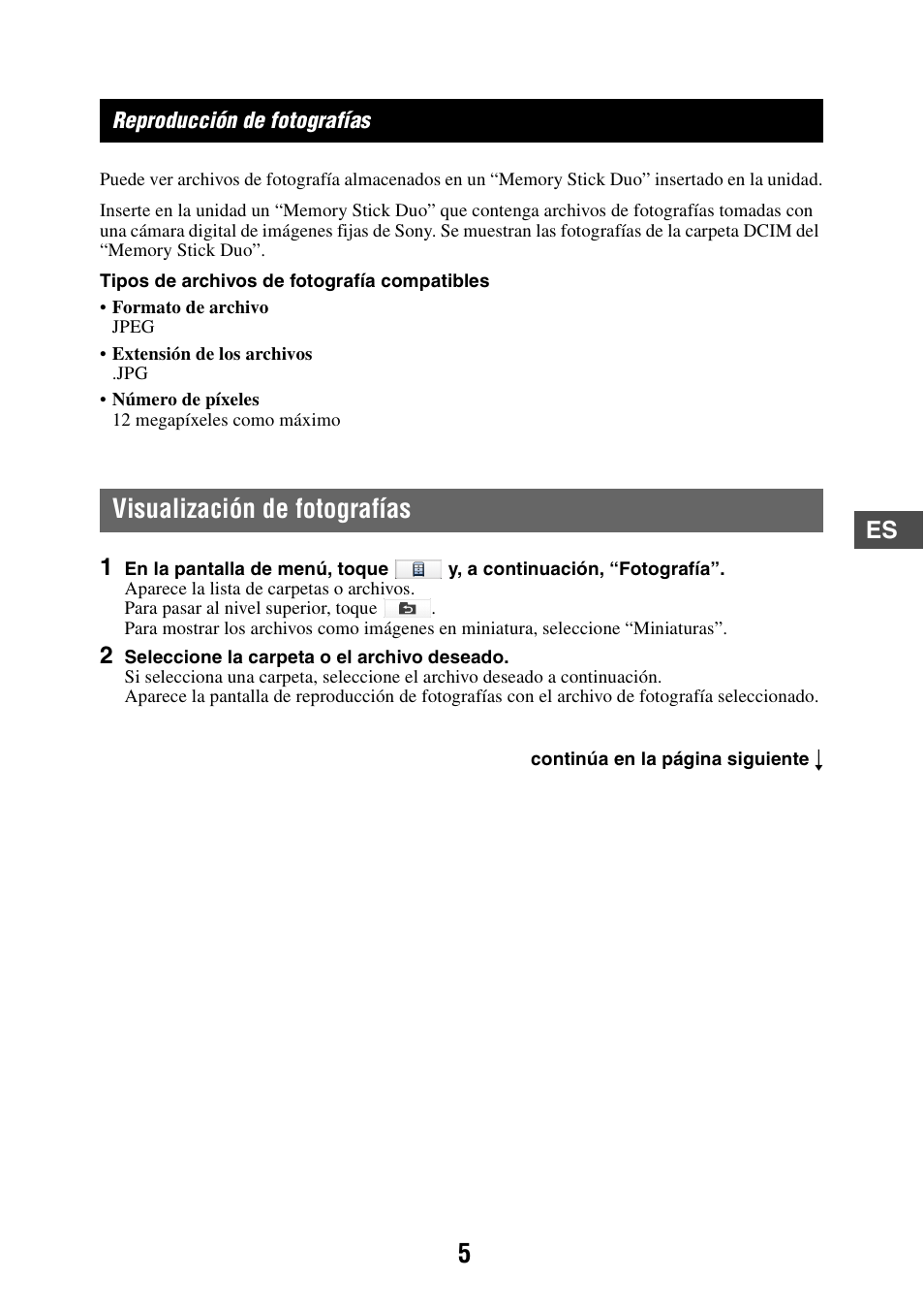 Reproducción de fotografías, Visualización de fotografías | Sony NV-U83T User Manual | Page 19 / 21