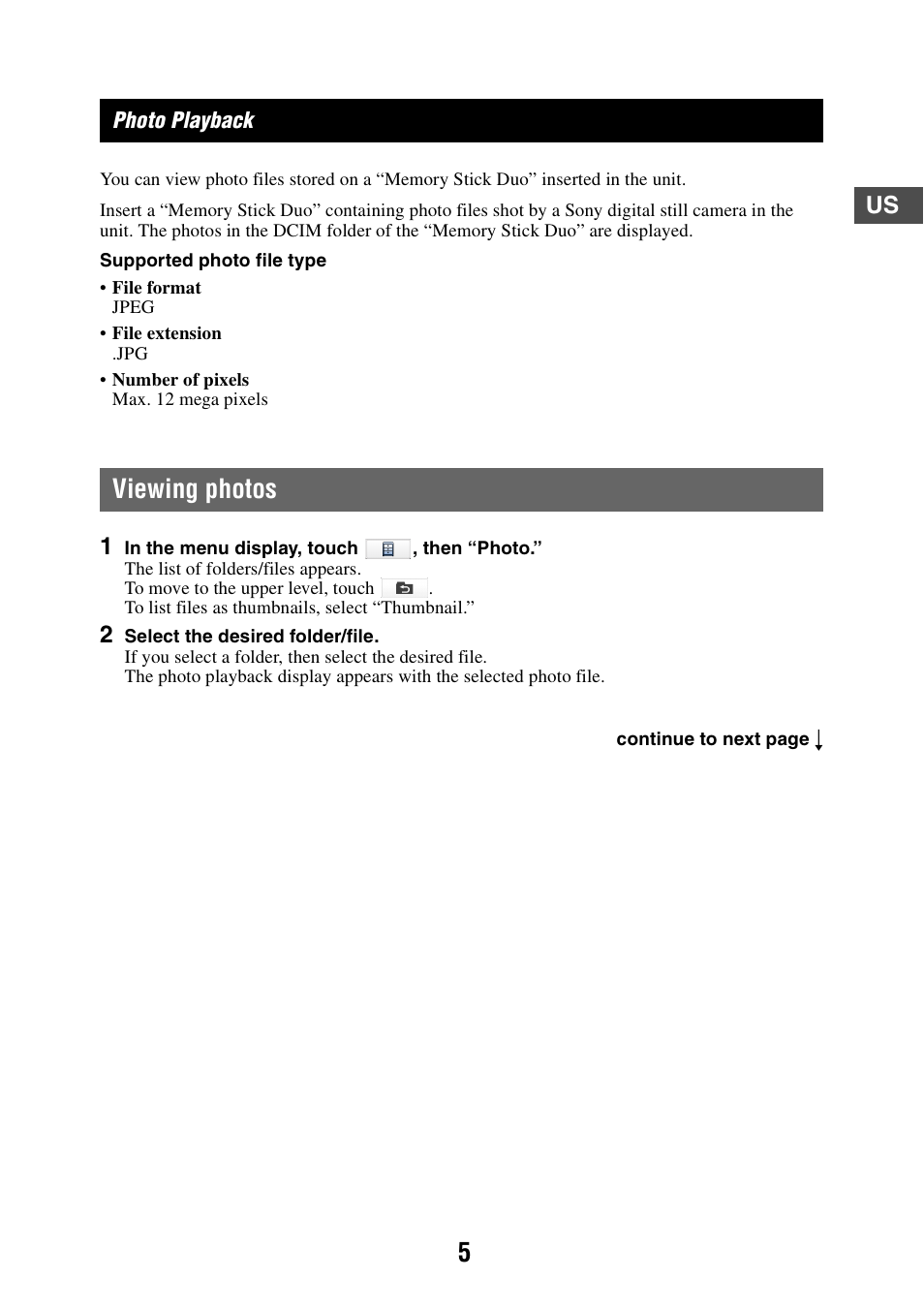 Photo playback, Viewing photos | Sony NV-U83T User Manual | Page 5 / 21