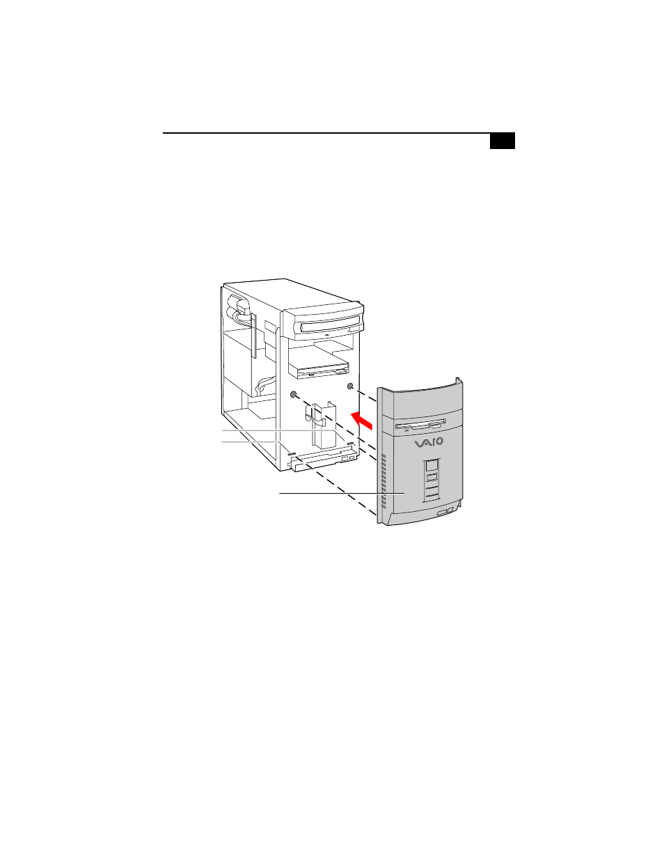 Replacing the front panel | Sony PCV-R528DS User Manual | Page 35 / 116