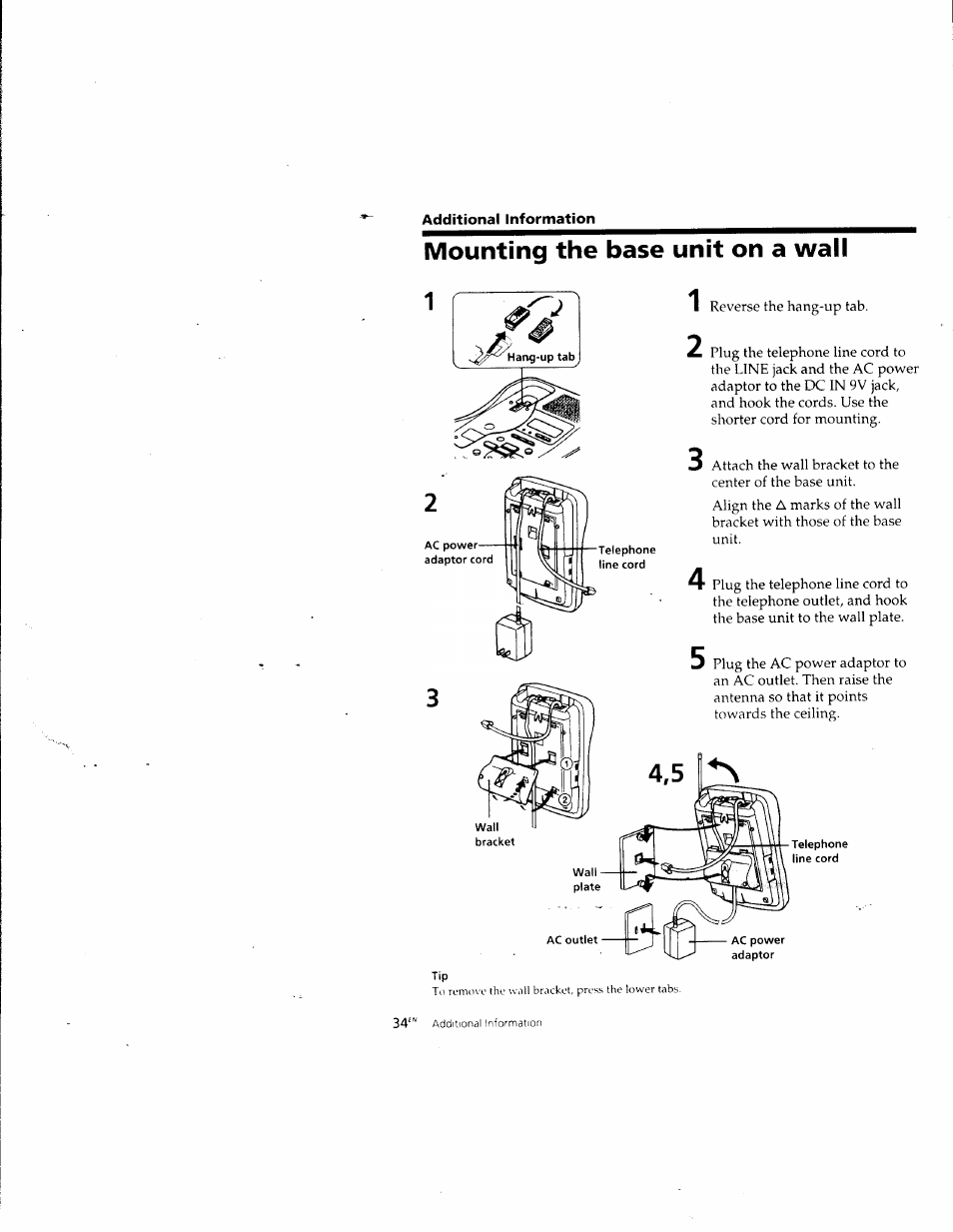 Mounting the base unit on a wall | Sony SPP-A957 User Manual | Page 35 / 79