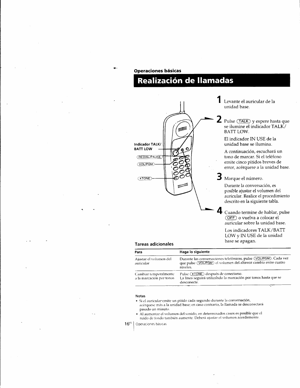 Operaciones básicas, Realización de llamadas, Realización de llamadas 1 | Sony SPP-A957 User Manual | Page 54 / 79