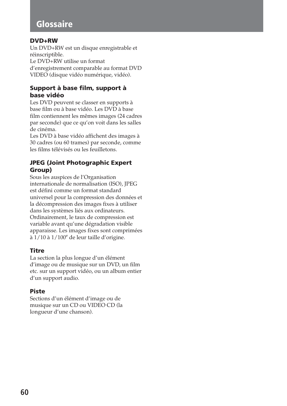 Glossaire | Sony XAV-C1 User Manual | Page 120 / 183