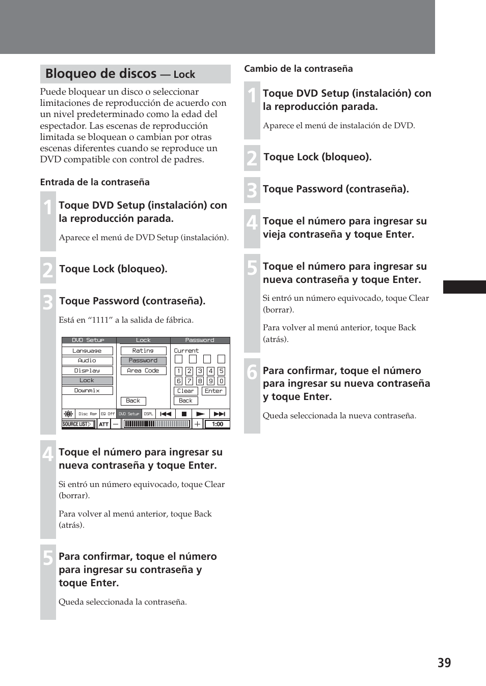 Bloqueo de discos — lock, 39 bloqueo de discos | Sony XAV-C1 User Manual | Page 159 / 183