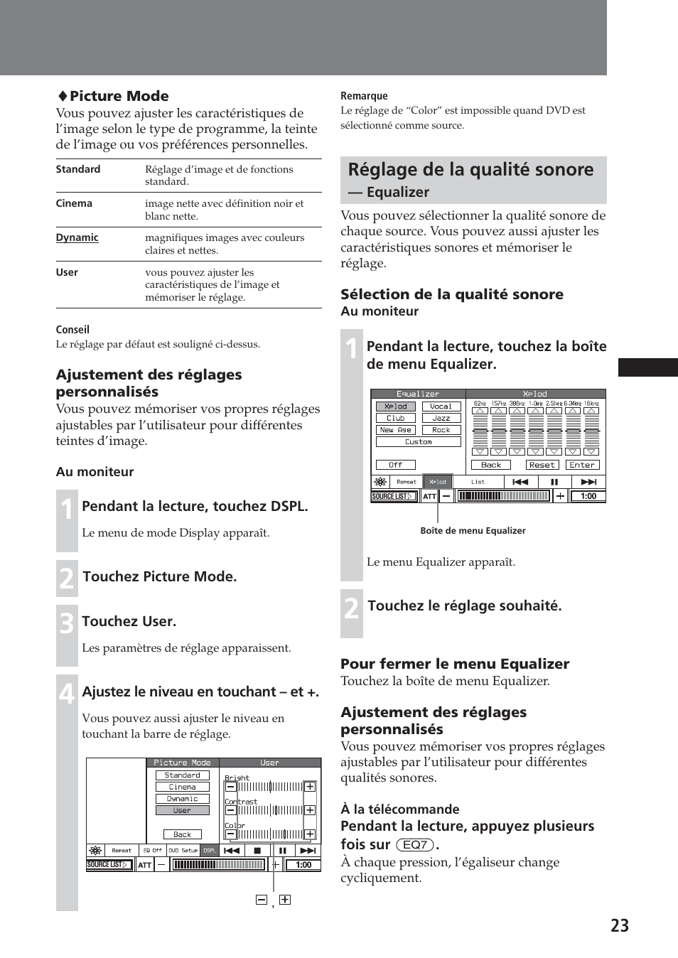 Réglage de la qualité sonore — equalizer, Réglage de la qualité sonore | Sony XAV-C1 User Manual | Page 83 / 183