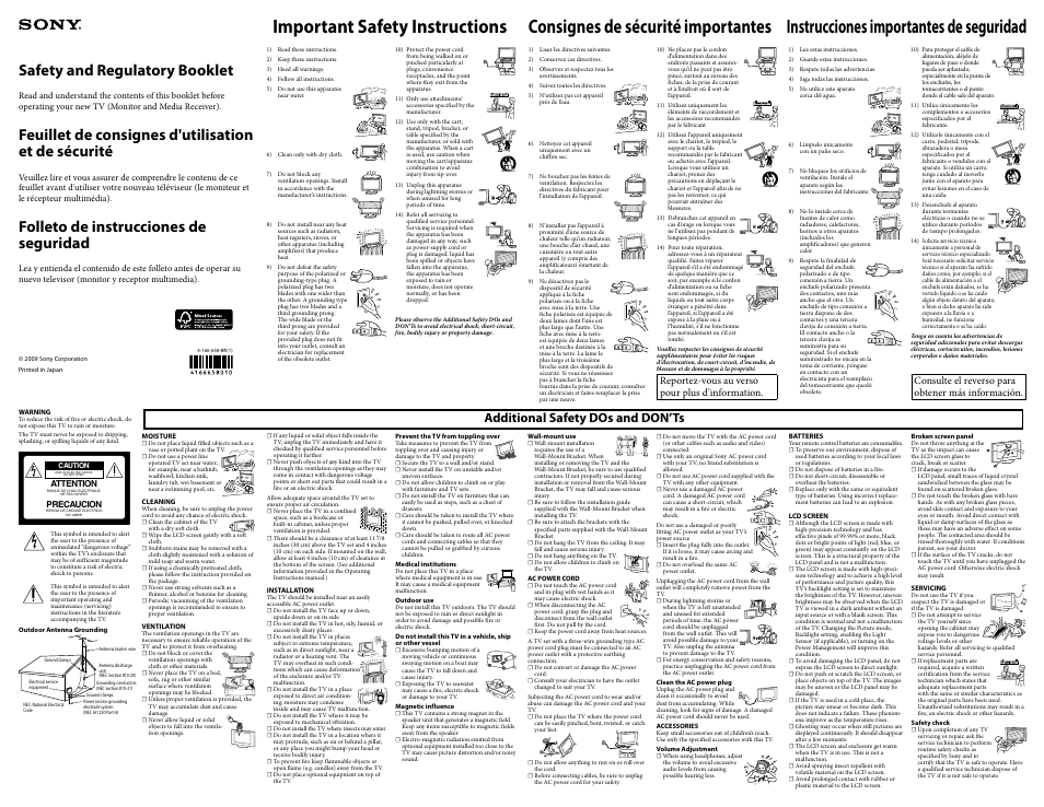 Sony KDL-46XBR10 User Manual | 2 pages