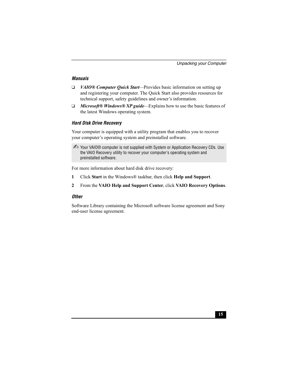 Sony PCV-RZ30GN4 User Manual | Page 15 / 60