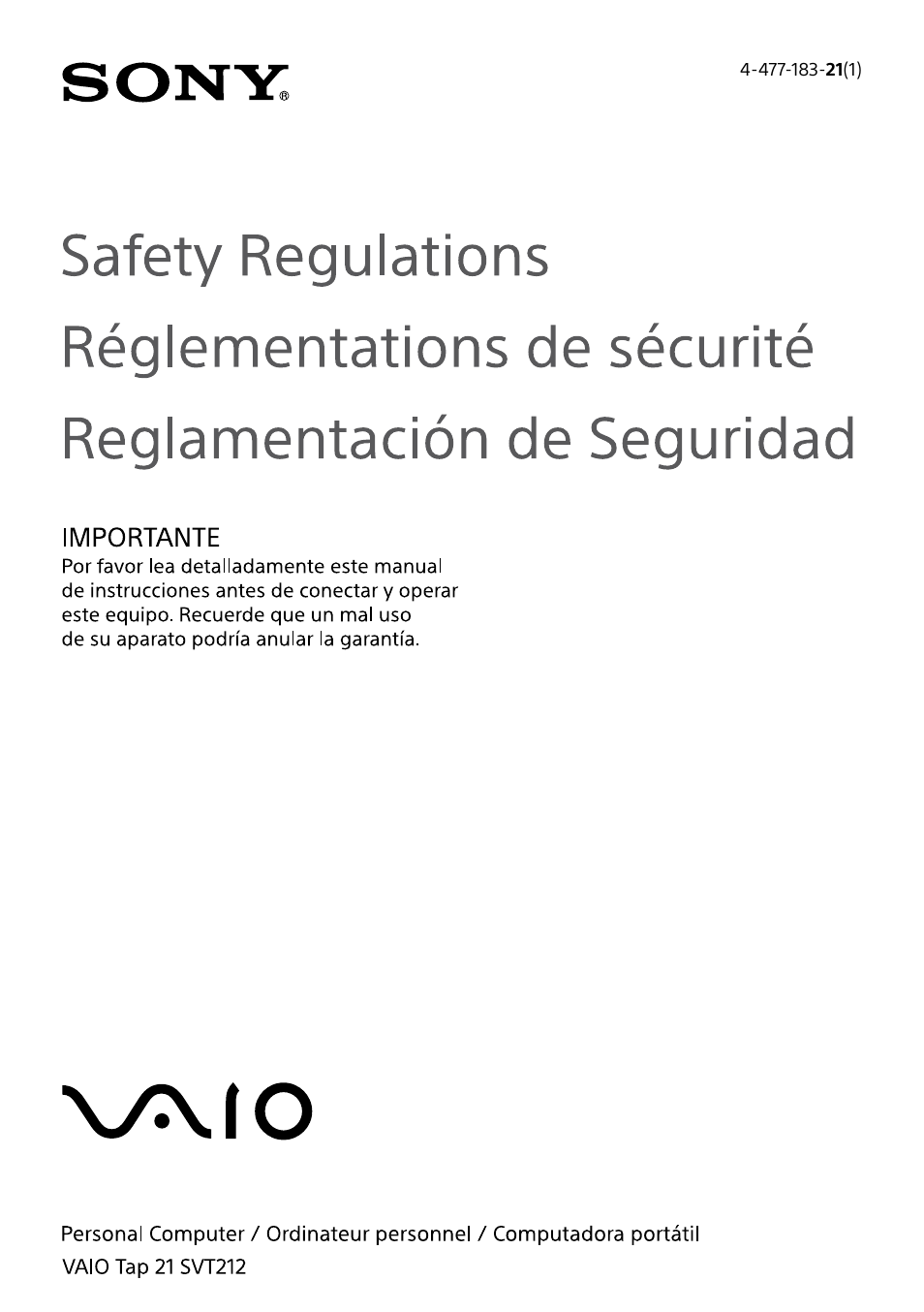 Sony SVT212190X User Manual | 24 pages