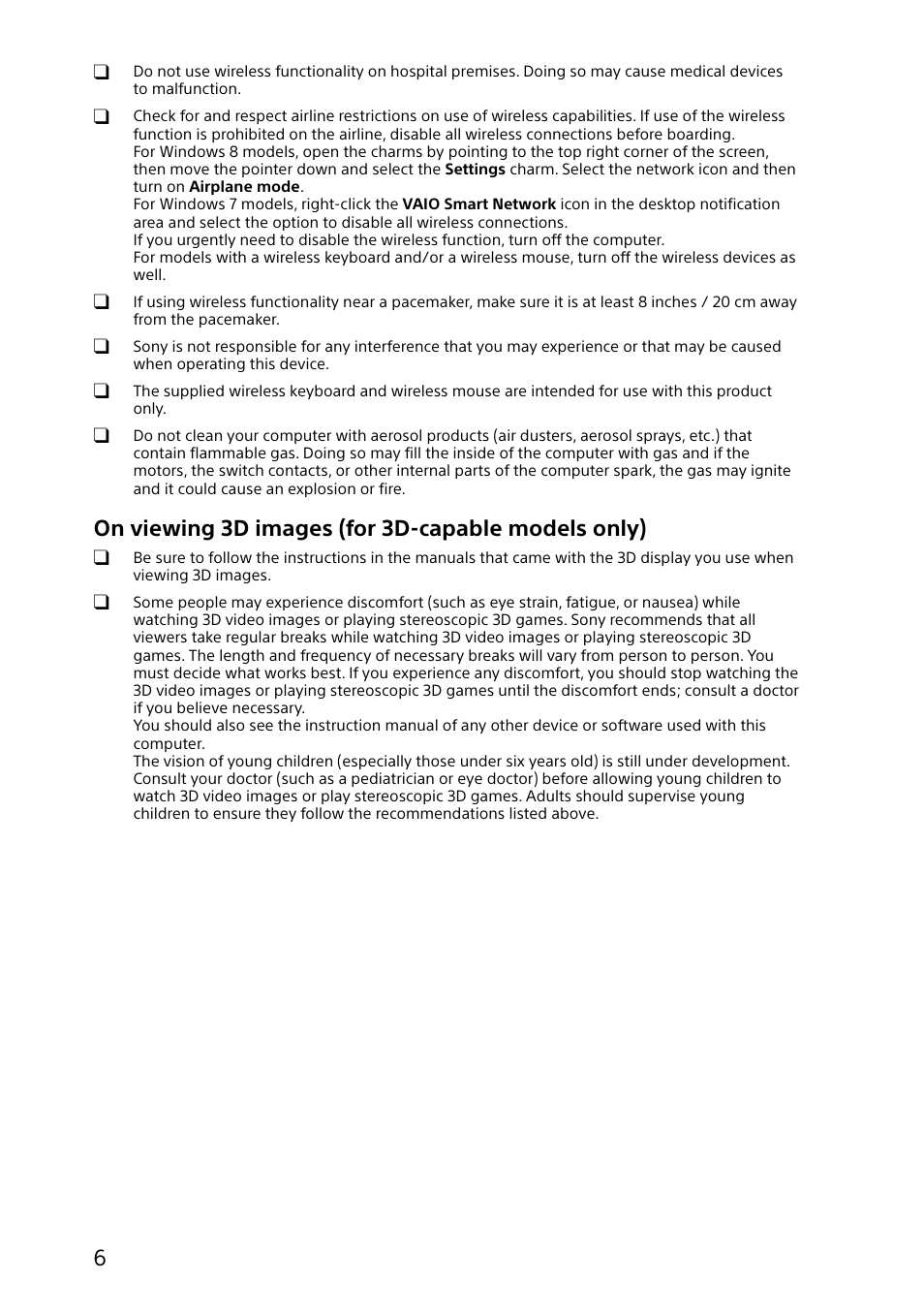 On viewing 3d images (for 3d-capable models only) | Sony SVT212190X User Manual | Page 6 / 24