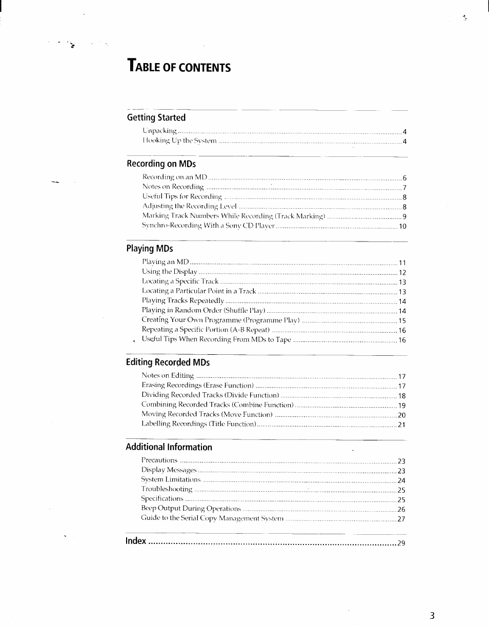 Sony MDS-S35 User Manual | Page 3 / 28