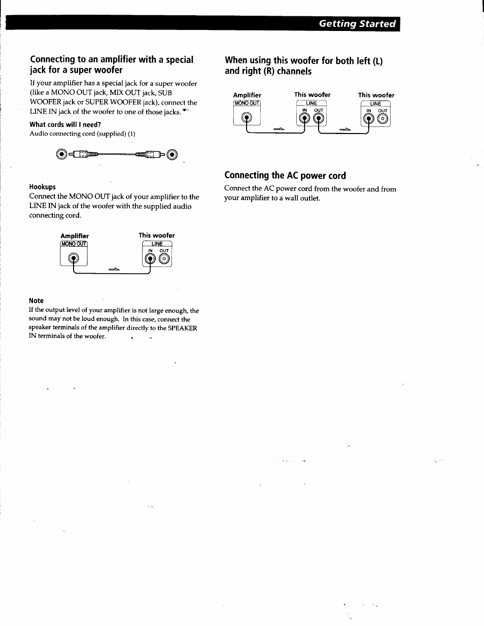 Getting started | Sony SA-W303 User Manual | Page 4 / 6
