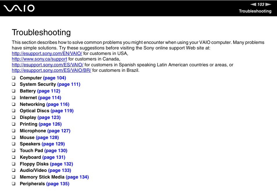 Troubleshooting | Sony VGN-N220E User Manual | Page 103 / 153