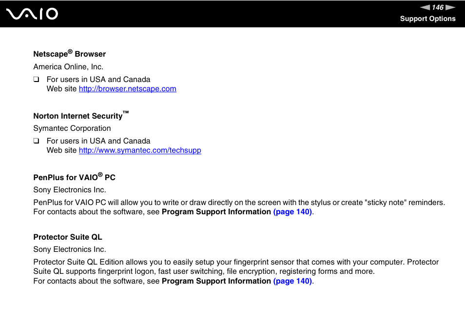 Sony VGN-N220E User Manual | Page 146 / 153