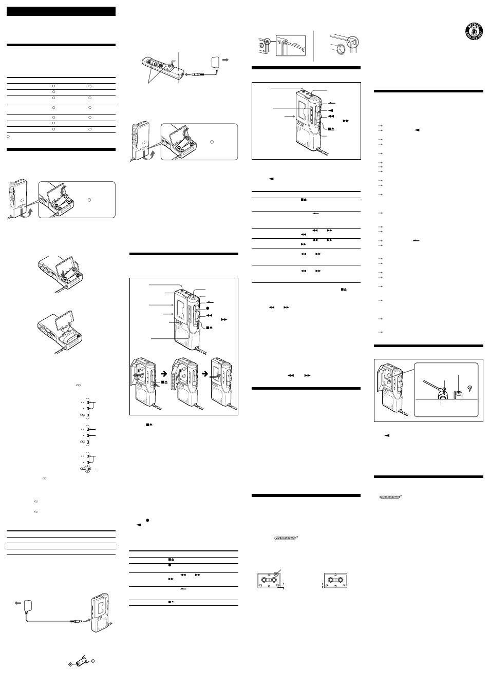 Advertencia, Acerca de este manual, Fuentes de alimentación | Reproducción de cintas, Precauciones, Grabación, Solución de problemas, Mantenimiento, Especificaciones | Sony M-545V User Manual | Page 2 / 2