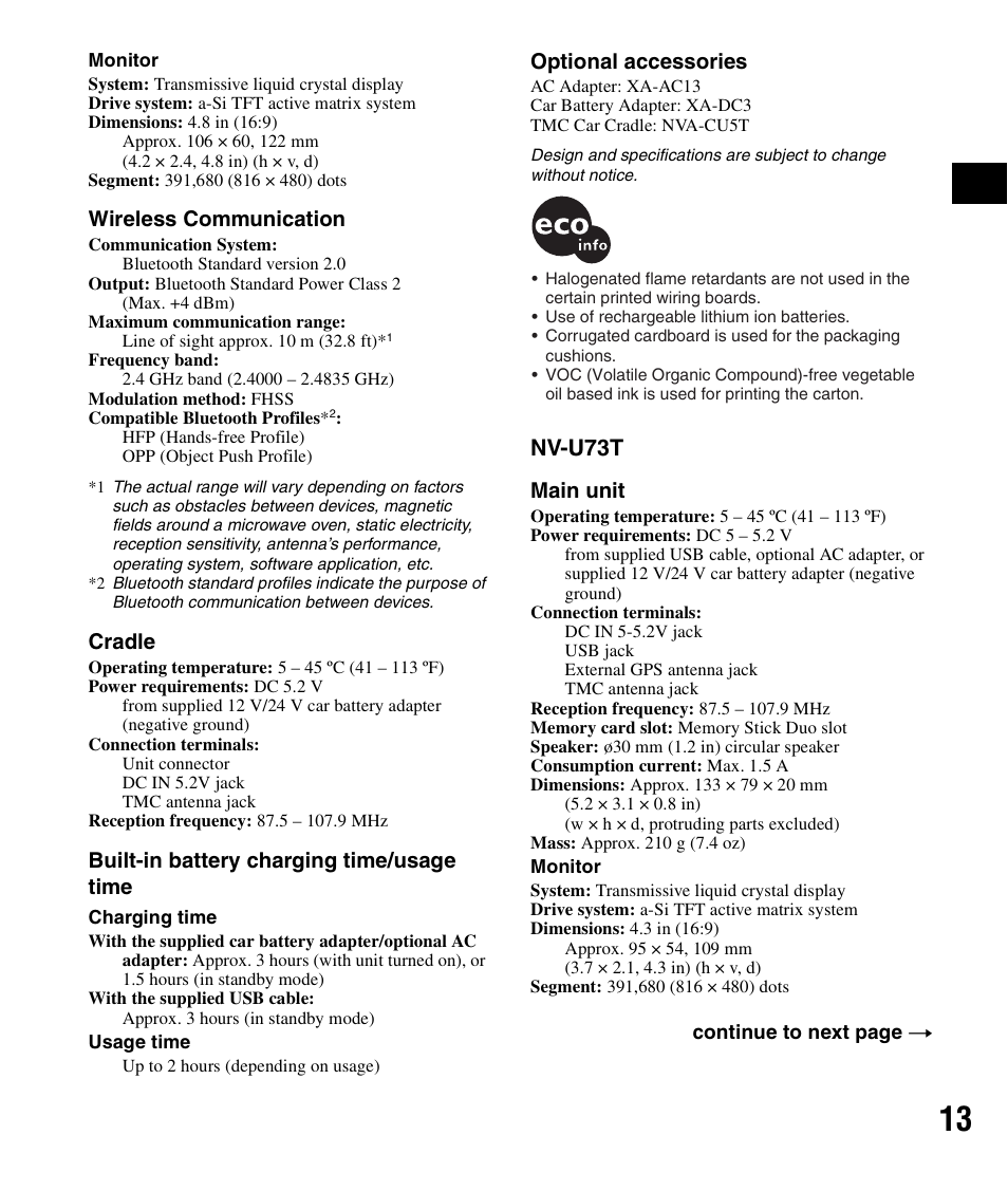 Nv-u73t | Sony NV-U83T User Manual | Page 13 / 48