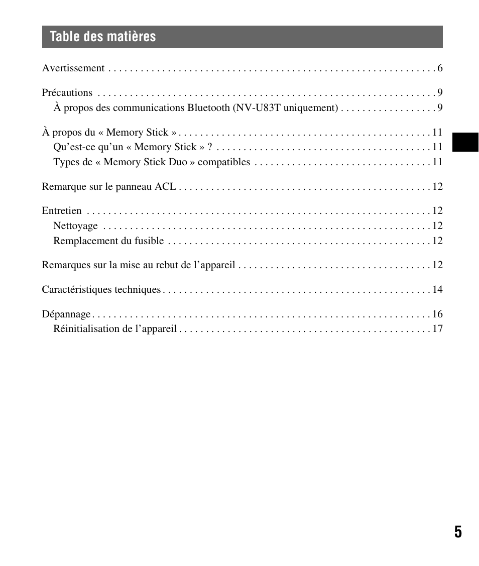 Sony NV-U83T User Manual | Page 19 / 48