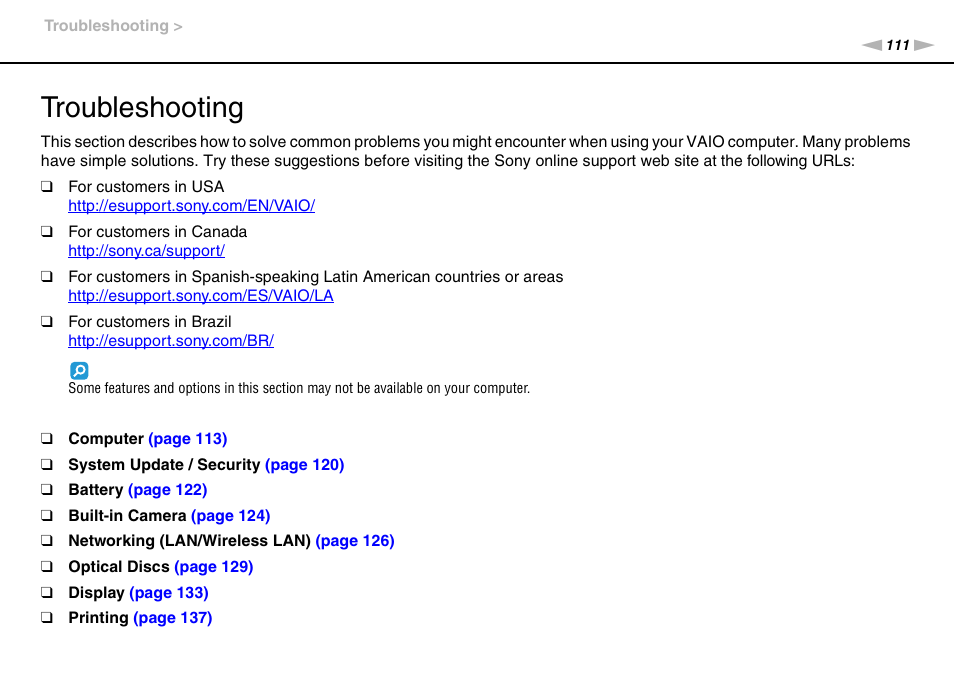 Troubleshooting | Sony VGN-NW320F User Manual | Page 111 / 151