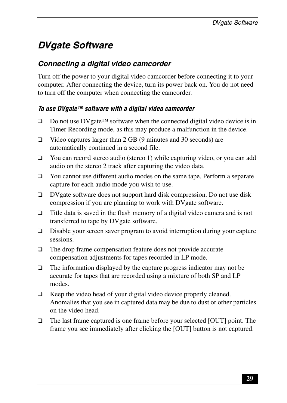 Dvgate software | Sony PCV-RX690G User Manual | Page 29 / 100