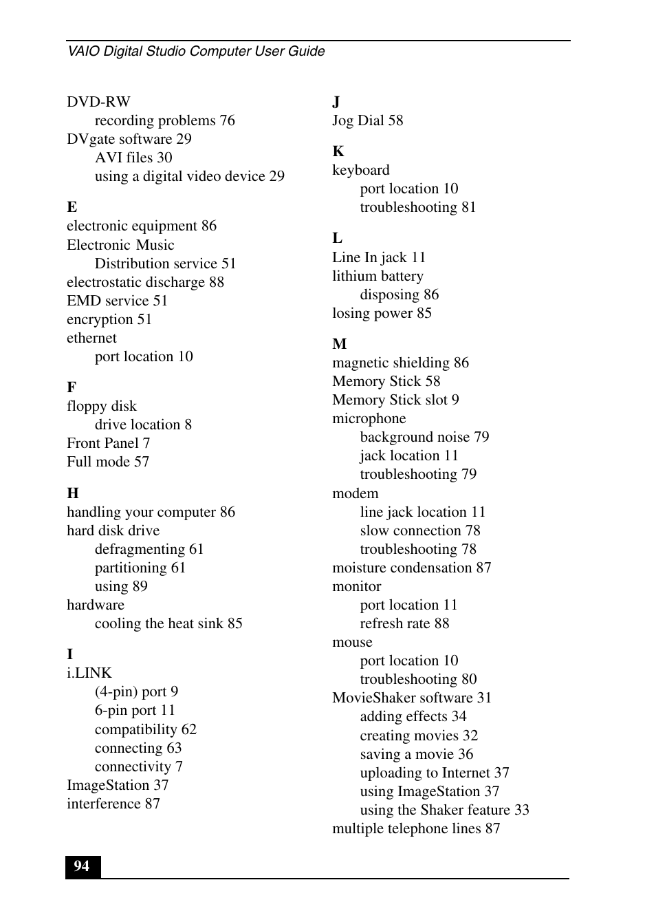 Sony PCV-RX690G User Manual | Page 94 / 100