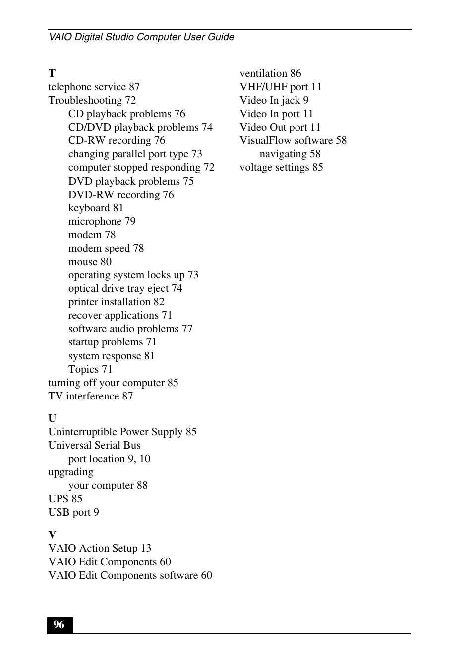 Sony PCV-RX690G User Manual | Page 96 / 100