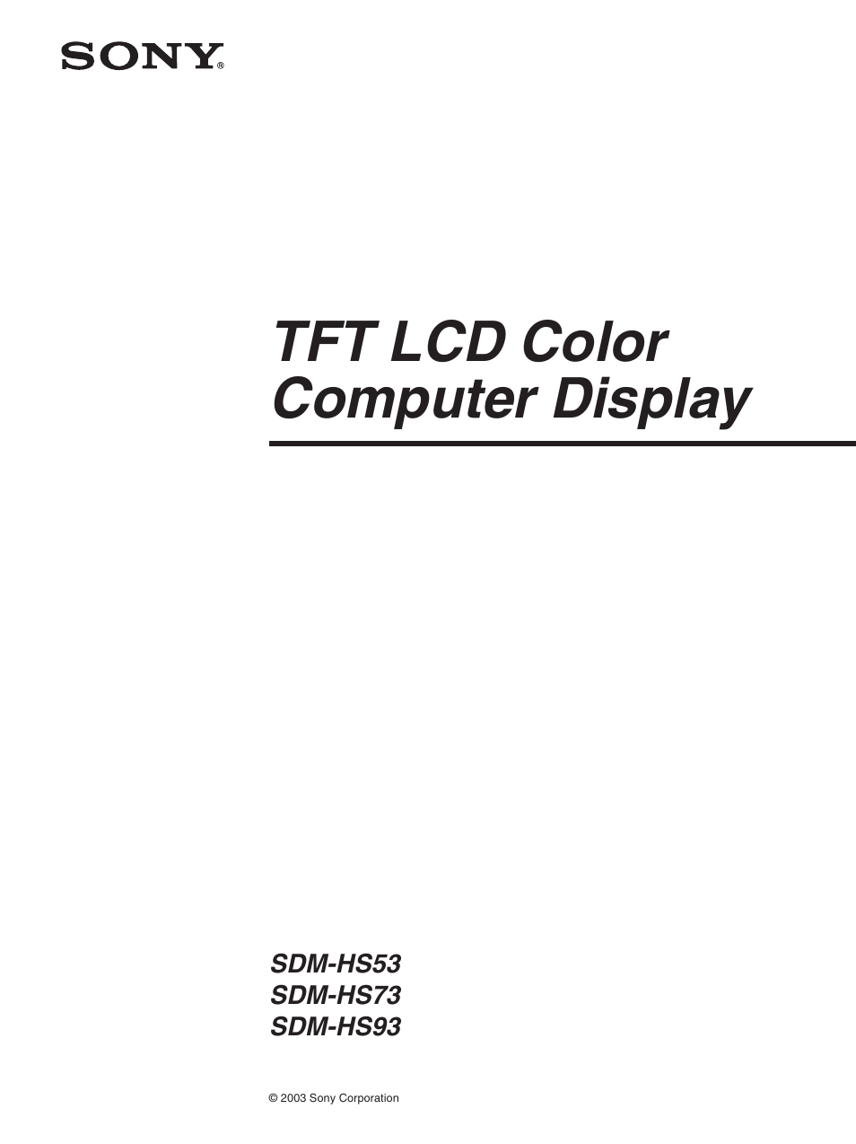 Sony SDM-HS53 User Manual | 19 pages