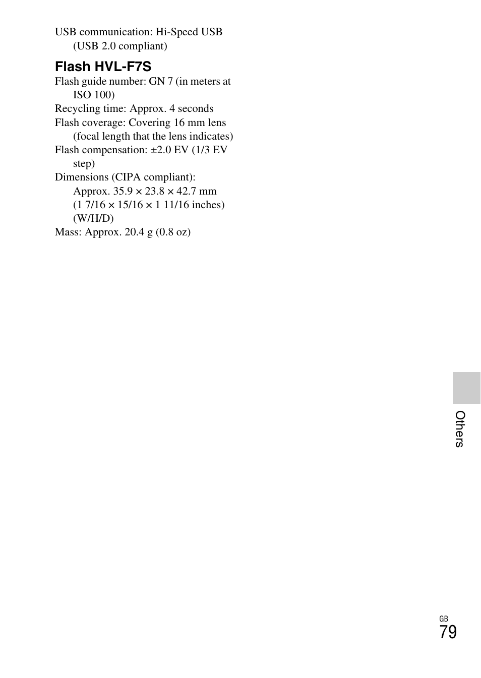 Flash hvl-f7s | Sony NEX-C3A User Manual | Page 79 / 85