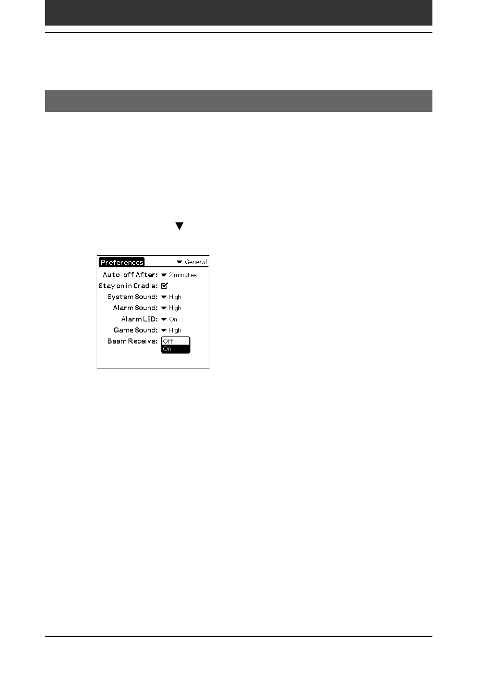 Turning the beam receive feature on or off | Sony PEG-SJ30 User Manual | Page 168 / 222