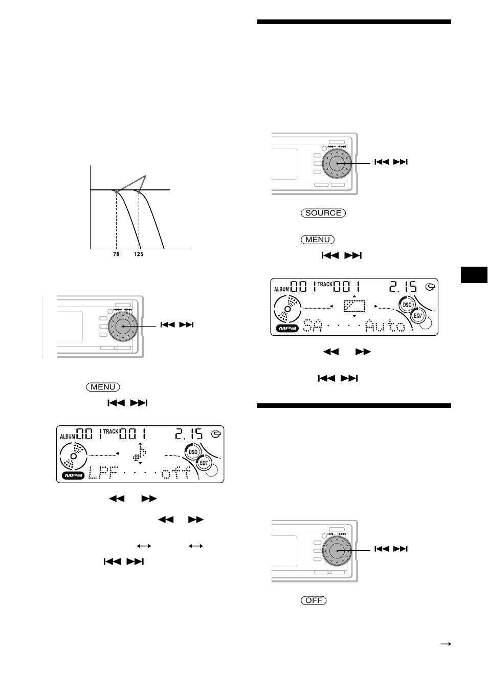 Selecting the spectrum analyzer, Labeling a demo display - appearing characters, Appearing characters | Labeling a demo display | Sony CDX-MP70 User Manual | Page 25 / 96