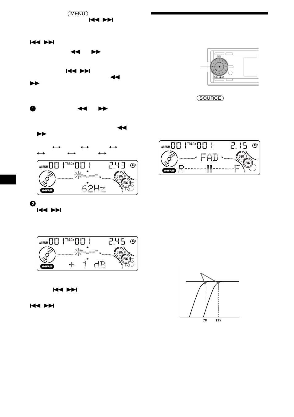 Réglage du volume avant et arrière | Sony CDX-MP70 User Manual | Page 56 / 96