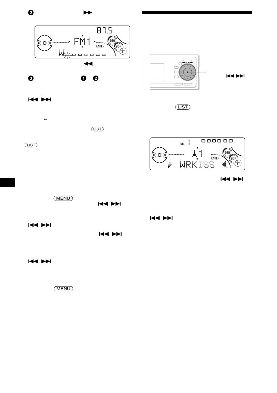 Sintonización de emisoras mediante una lista, Listado | Sony CDX-MP70 User Manual | Page 82 / 96