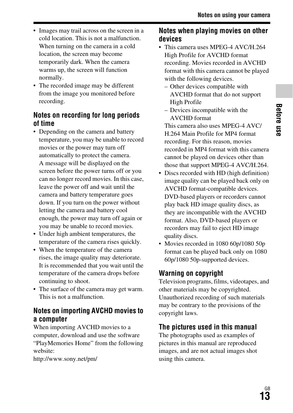 Sony ILCE-7R User Manual | Page 13 / 96