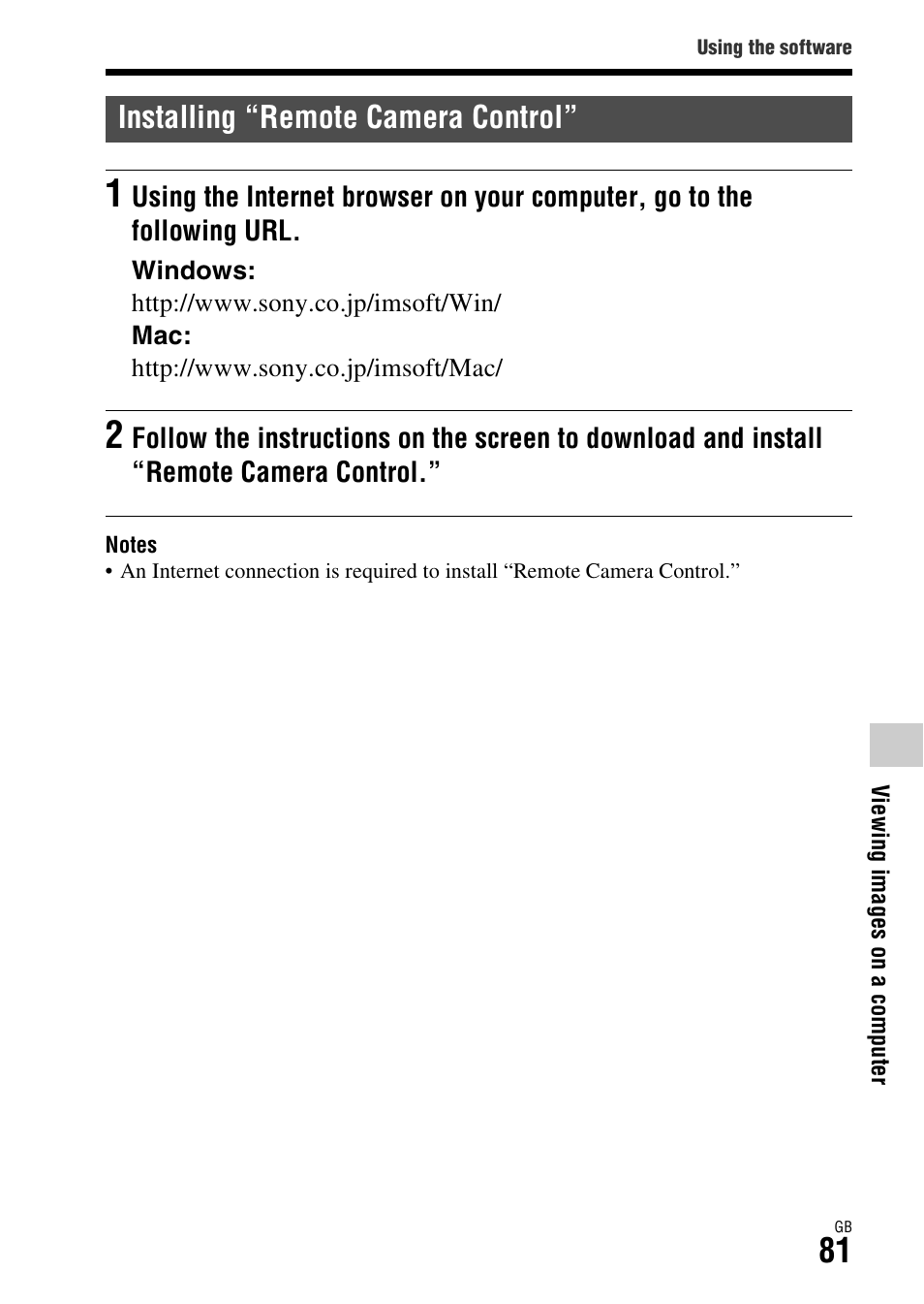 Installing “remote camera control | Sony ILCE-7R User Manual | Page 81 / 96