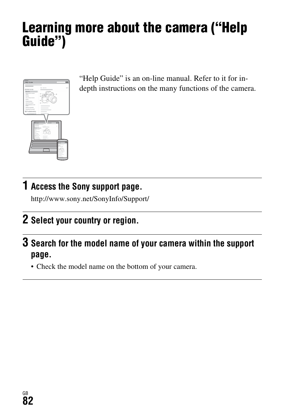 Others, Learning more about the camera (“help guide”) | Sony ILCE-7R User Manual | Page 82 / 96