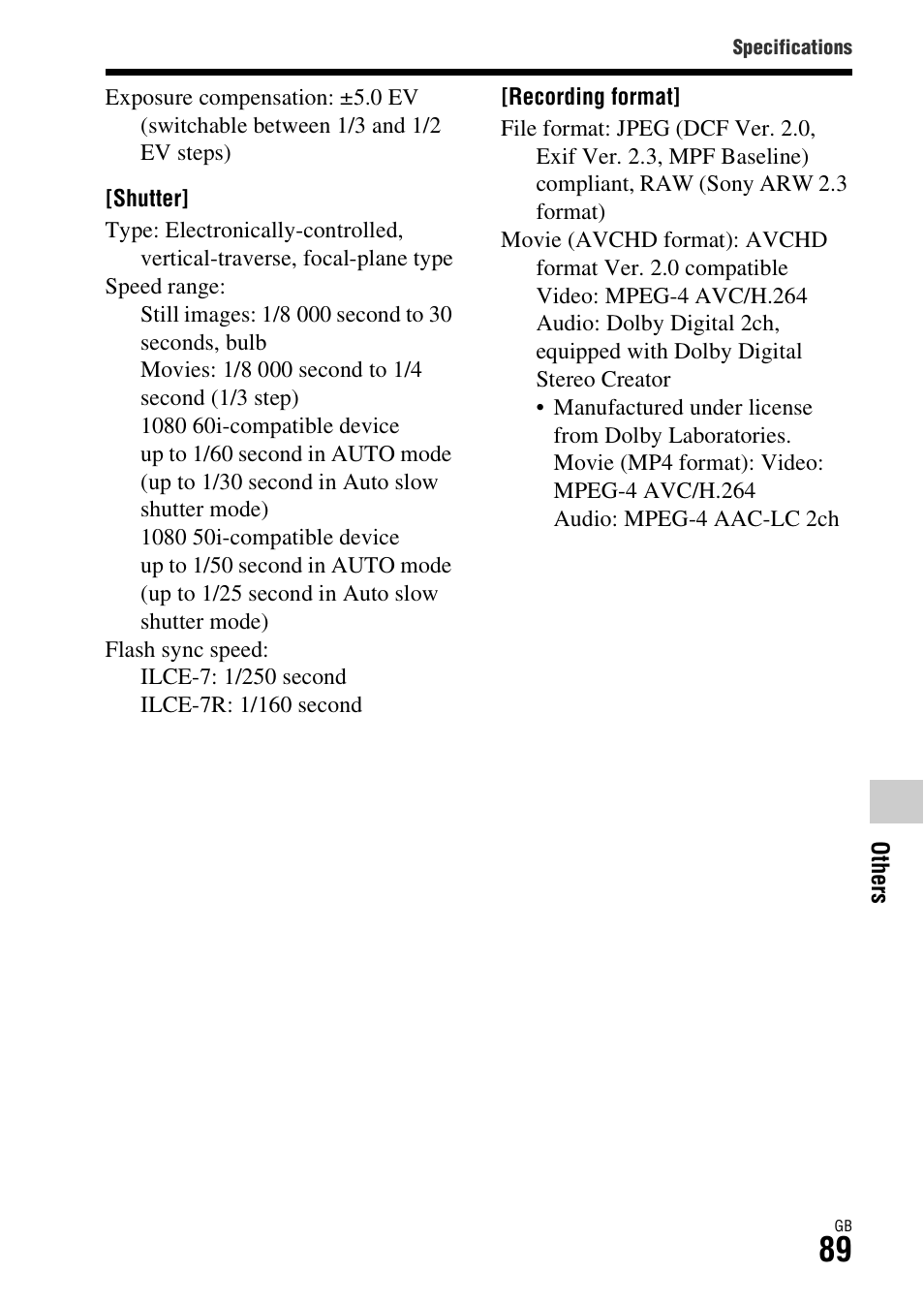 Sony ILCE-7R User Manual | Page 89 / 96