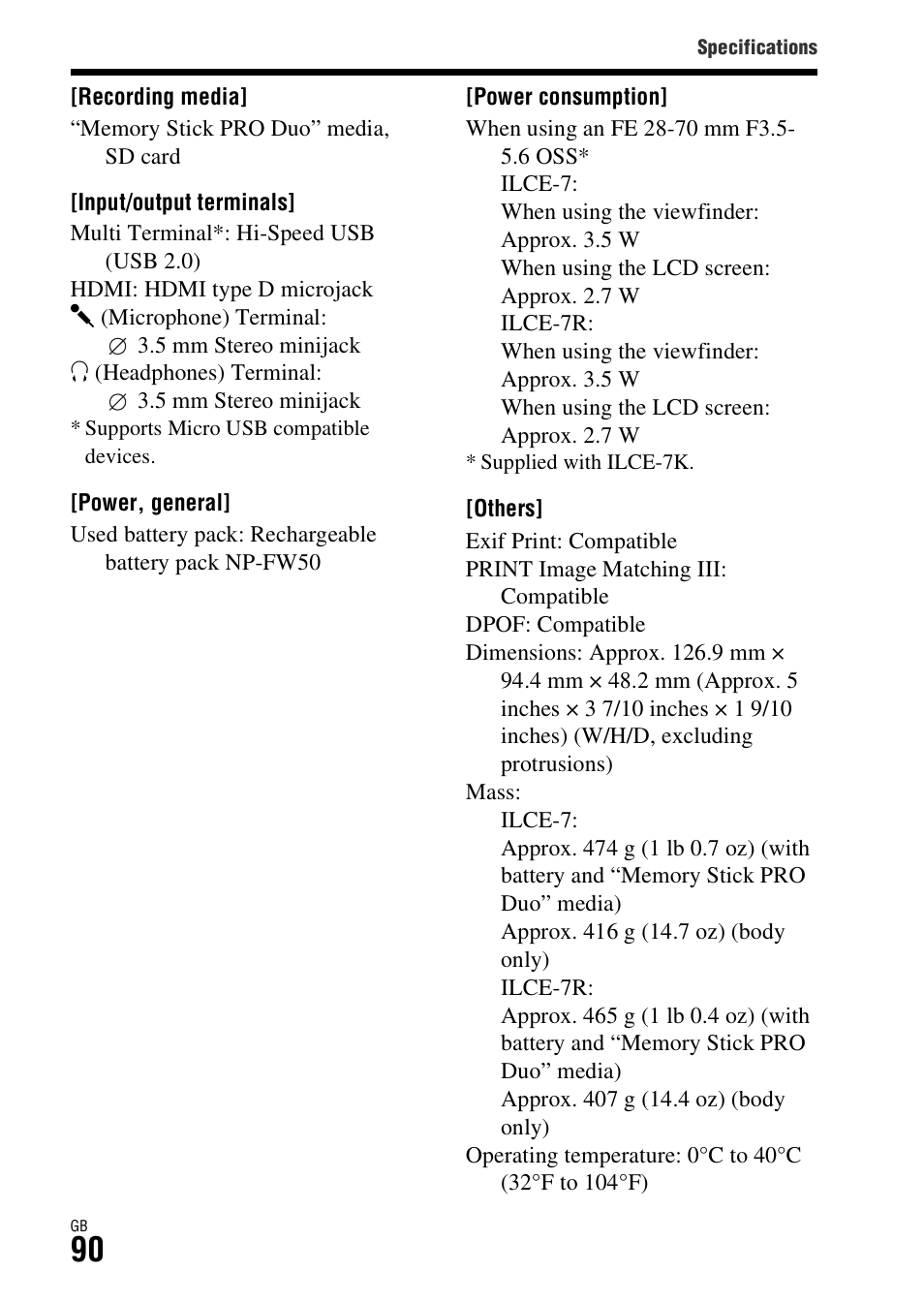 Sony ILCE-7R User Manual | Page 90 / 96