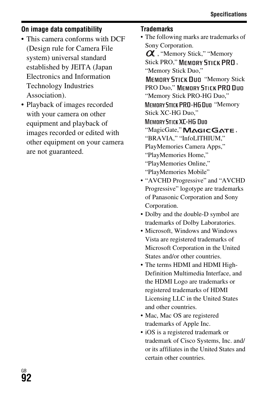 Sony ILCE-7R User Manual | Page 92 / 96