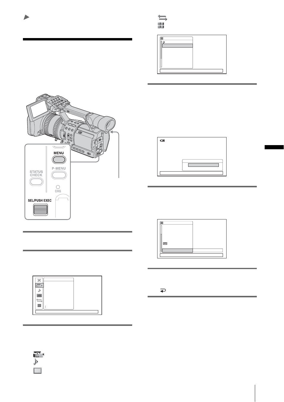 Using the menu, Selecting menu items, Advanced operations | Sony RMT-840 User Manual | Page 51 / 112