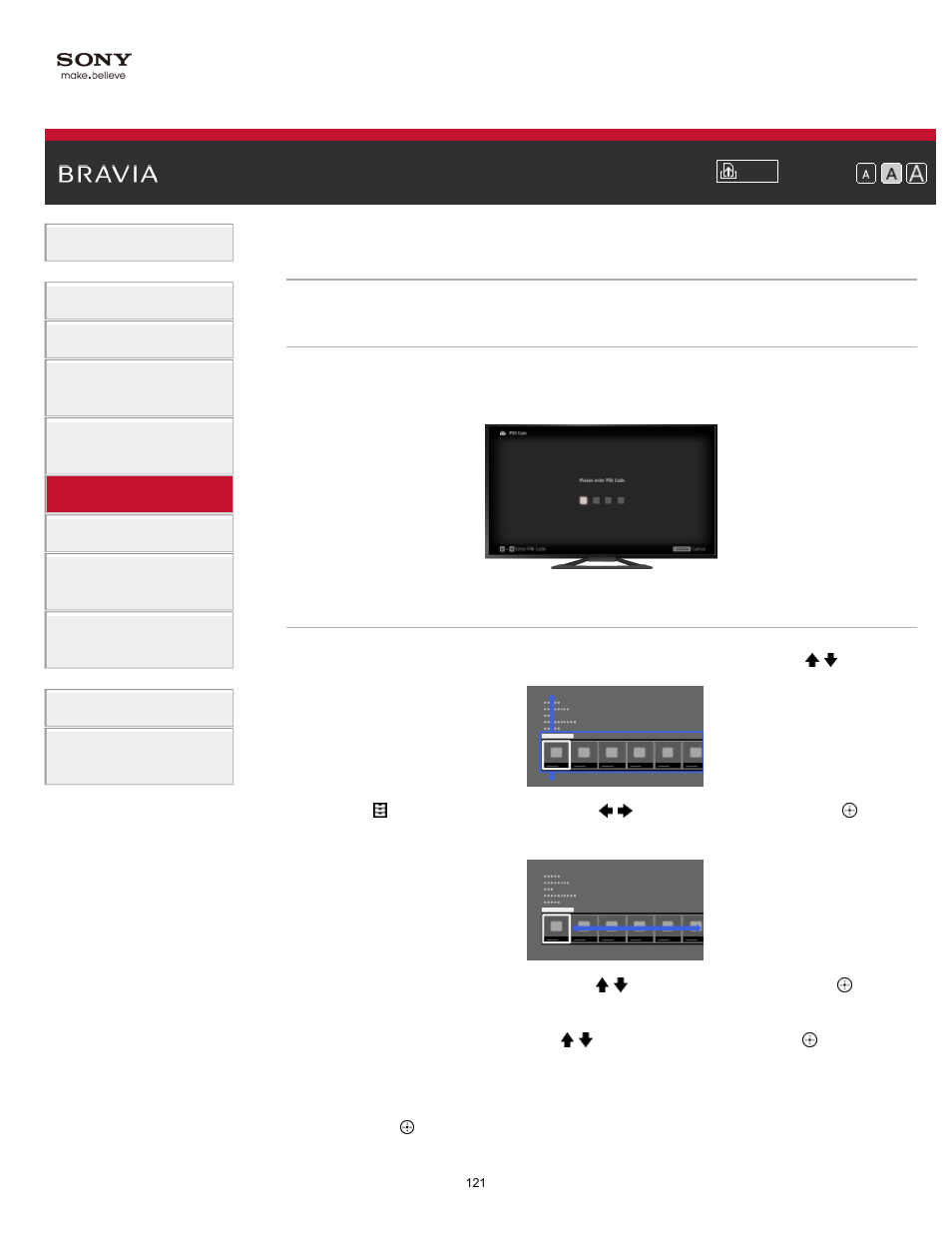 Setting parental lock password | Sony KDL-65S990A User Manual | Page 121 / 247