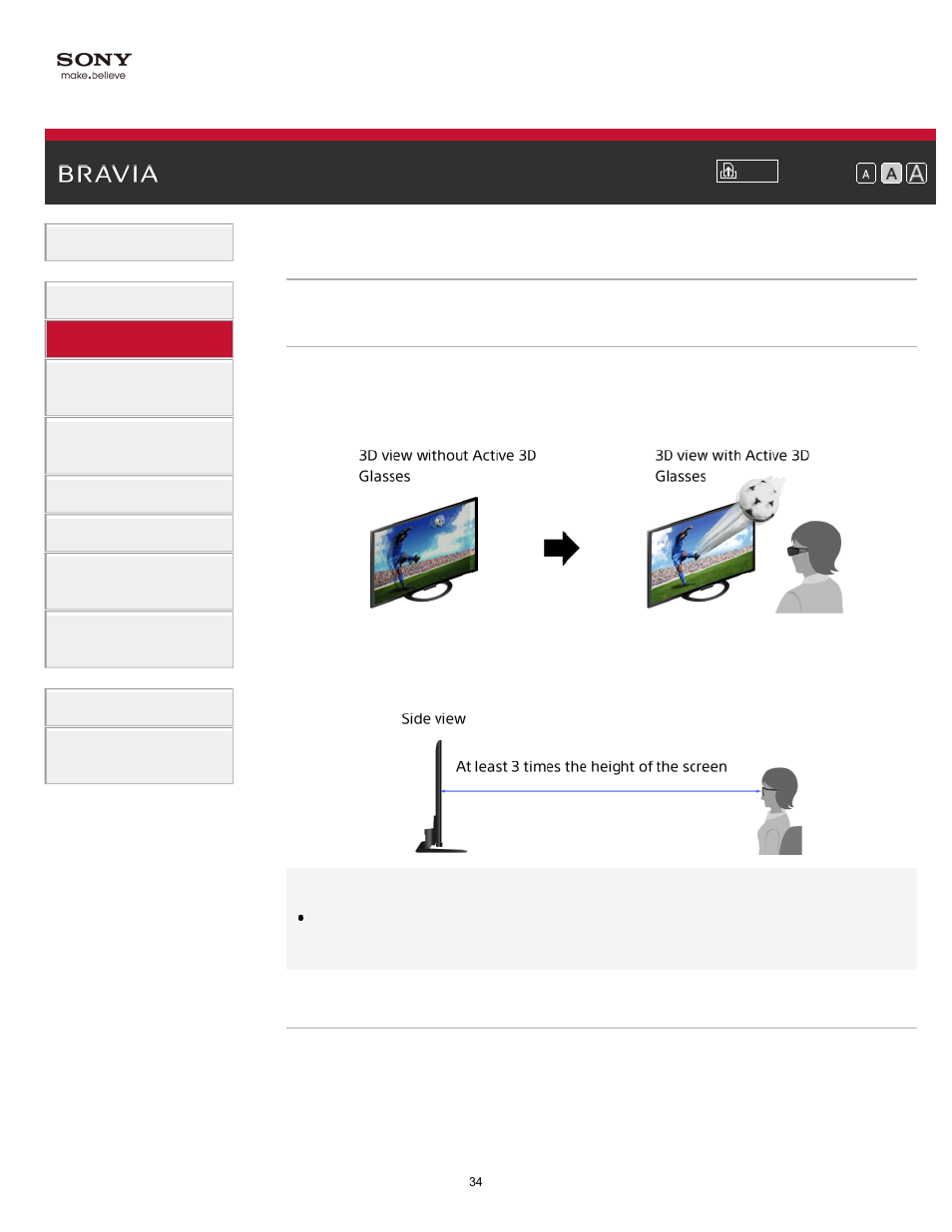 Watch in 3d, Watching in 3d | Sony KDL-65S990A User Manual | Page 34 / 247